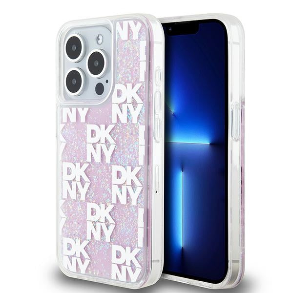 DKNY Liquid Glitter Multilogo case for iPhone 15 Pro - pink