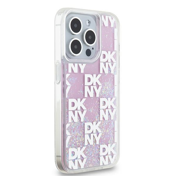DKNY Liquid Glitter Multilogo case for iPhone 15 Pro - pink