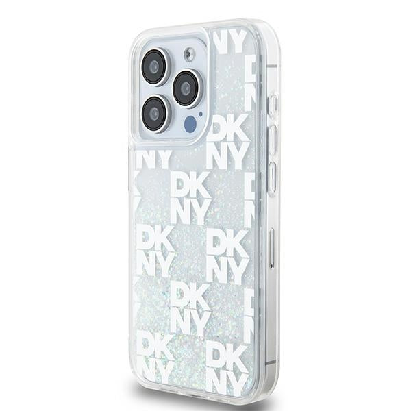 DKNY Liquid Glitter Multilogo case for iPhone 15 Pro - white