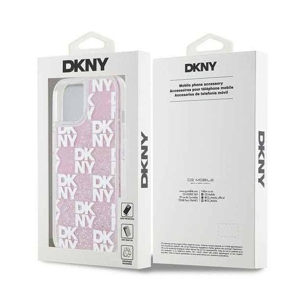 DKNY Liquid Glitter Multilogo case for iPhone 15 / 14 / 13 - pink