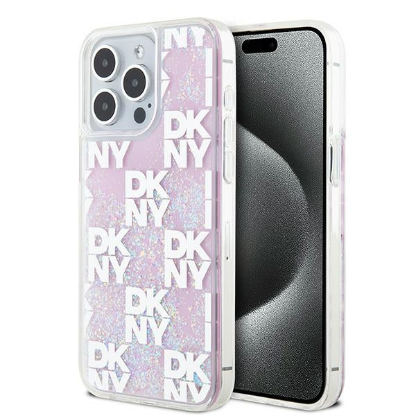 DKNY Liquid Glitter Multilogo case for iPhone 15 Pro Max - pink