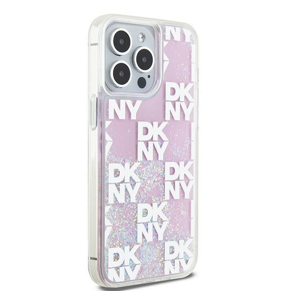 DKNY Liquid Glitter Multilogo case for iPhone 15 Pro Max - pink