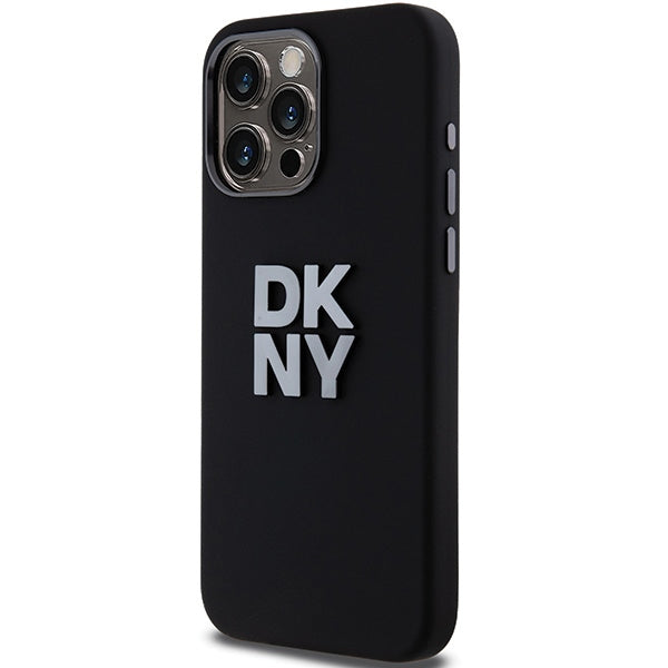 DKNY Liquid Silicone Metal Logo iPhone 15 Pro Max Case - Black