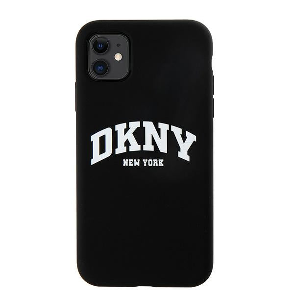 DKNY Liquid Silicone White Printed Logo MagSafe Case for iPhone 11/Xr - Black