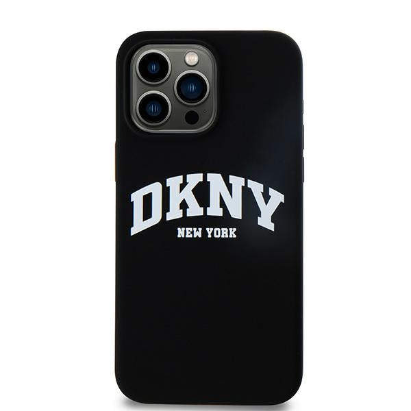 DKNY Liquid Silicone White Printed Logo MagSafe iPhone 13 Pro Max Case - Black