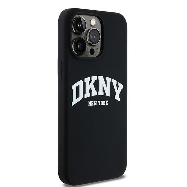 DKNY Liquid Silicone White Printed Logo MagSafe iPhone 13 Pro Max Case - Black