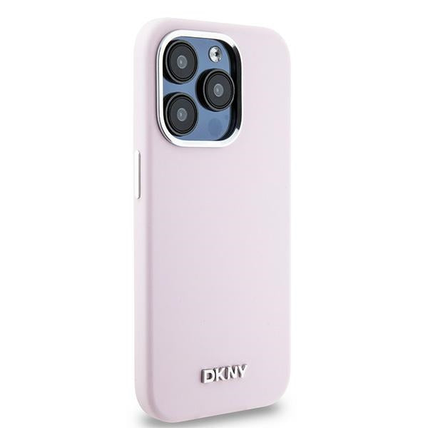 DKNY Liquid Silicone Small Metal Logo MagSafe case for iPhone 14 Pro - pink