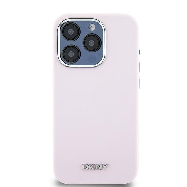 DKNY Liquid Silicone Small Metal Logo MagSafe case for iPhone 14 Pro - pink