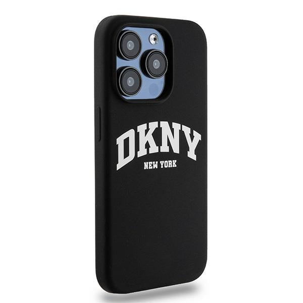 DKNY Liquid Silicone White Printed Logo MagSafe iPhone 14 Pro Case - Black