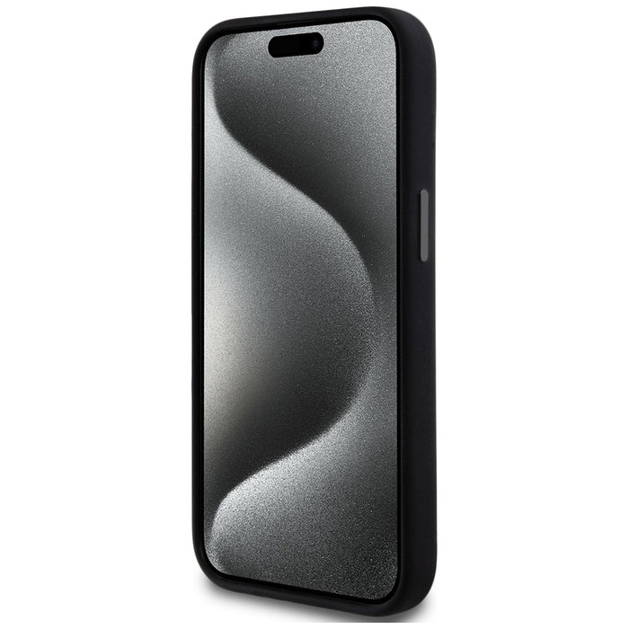 DKNY Liquid Silicone Small Metal Logo MagSafe Case for iPhone 14/15/13 - Black