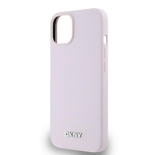 DKNY Liquid Silicone Small Metal Logo MagSafe Case for iPhone 14/15/13 - Pink