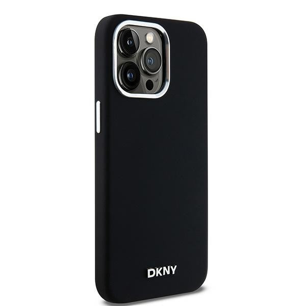 DKNY Liquid Silicone Small Metal Logo MagSafe Case for iPhone 14 Pro Max - Black
