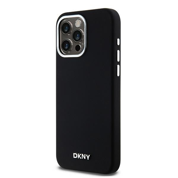 DKNY Liquid Silicone Small Metal Logo MagSafe Case for iPhone 14 Pro Max - Black