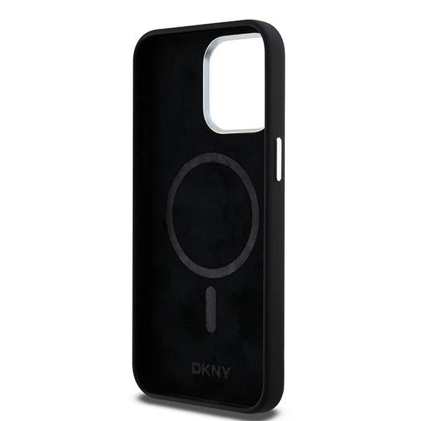 DKNY Liquid Silicone Small Metal Logo MagSafe Case for iPhone 14 Pro Max - Black