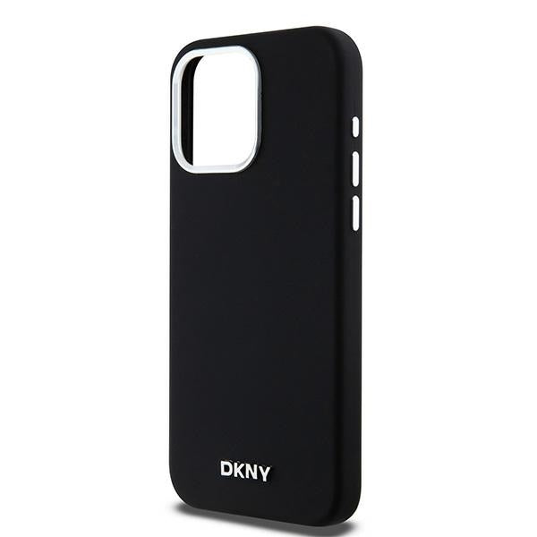 DKNY Liquid Silicone Small Metal Logo MagSafe Case for iPhone 14 Pro Max - Black