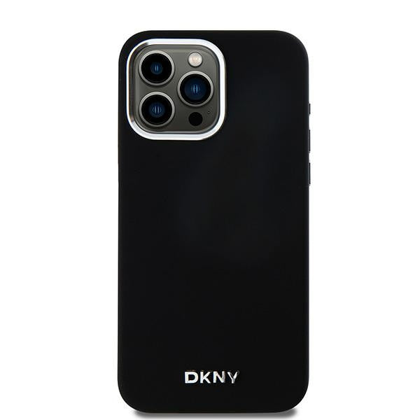 DKNY Liquid Silicone Small Metal Logo MagSafe Case for iPhone 14 Pro Max - Black