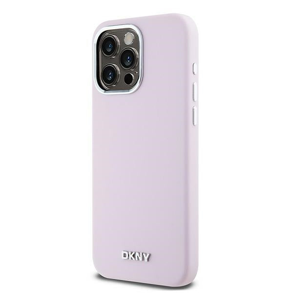 DKNY Liquid Silicone Small Metal Logo MagSafe case for iPhone 14 Pro Max - pink