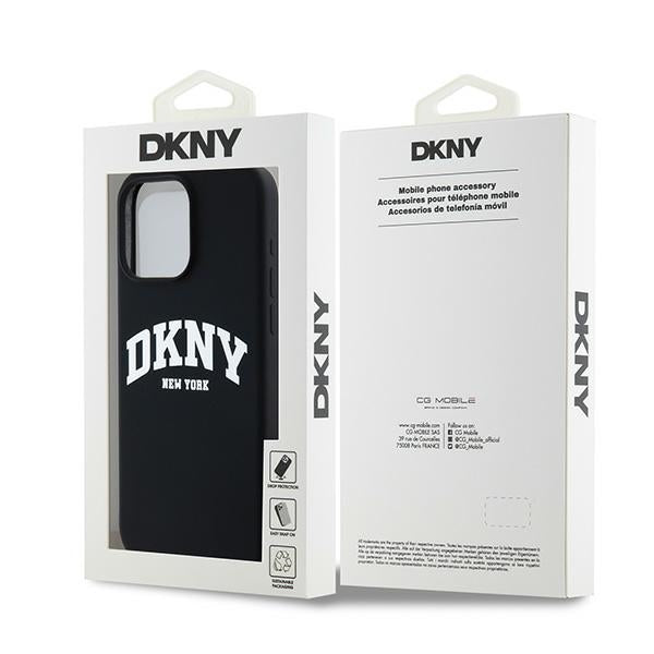 DKNY Liquid Silicone White Printed Logo MagSafe iPhone 14 Pro Max Case - Black