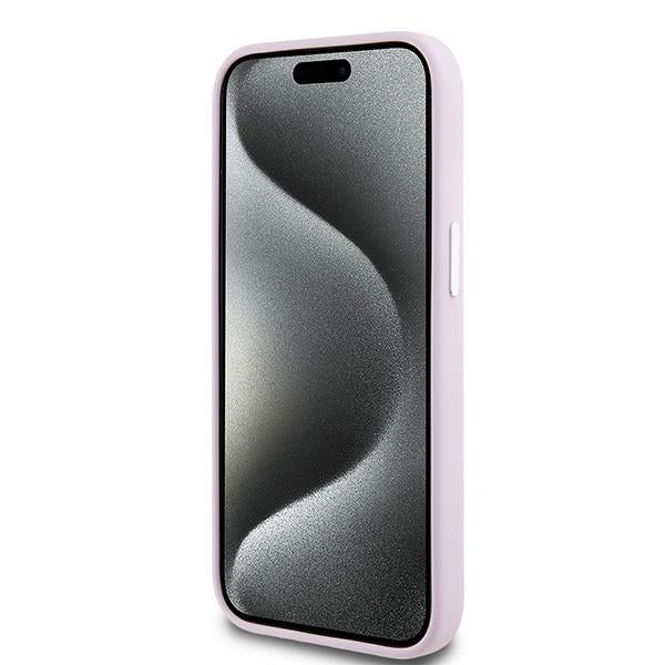 DKNY Liquid Silicone Small Metal Logo MagSafe Case for iPhone 15 Plus / 14 Plus - Pink