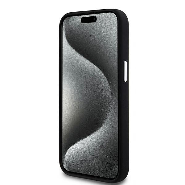 DKNY Liquid Silicone Small Metal Logo MagSafe Case for iPhone 15/14/13 - Black