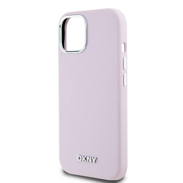 DKNY Liquid Silicone Small Metal Logo MagSafe Case for iPhone 15/14/13 - Pink