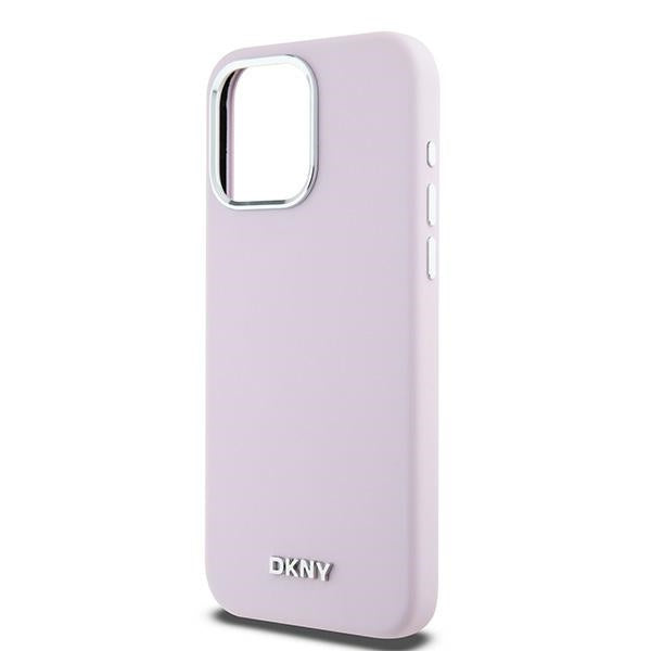 DKNY Liquid Silicone Small Metal Logo MagSafe case for iPhone 15 Pro Max - pink