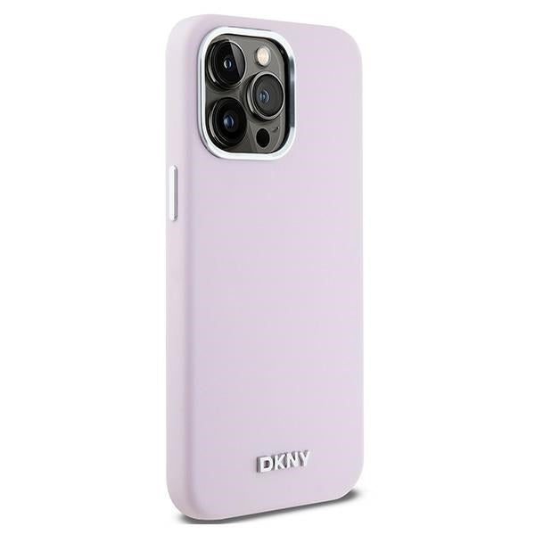 DKNY Liquid Silicone Small Metal Logo MagSafe case for iPhone 15 Pro Max - pink