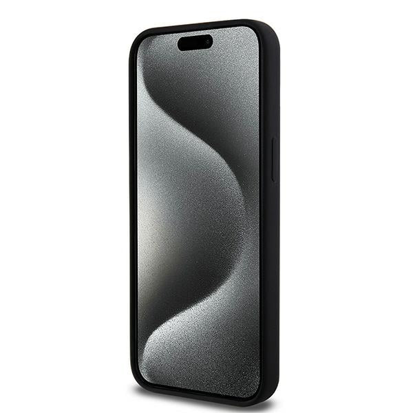 DKNY Liquid Silicone White Printed Logo MagSafe case for iPhone 15 Pro Max - black
