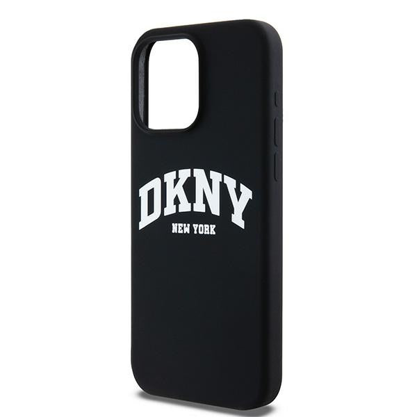 DKNY Liquid Silicone White Printed Logo MagSafe case for iPhone 15 Pro Max - black