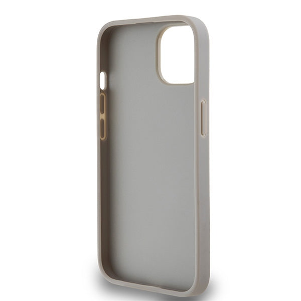 DKNY Leather Mono Stripe &amp; Metal Logo case for iPhone 15 / 14 / 13 - beige
