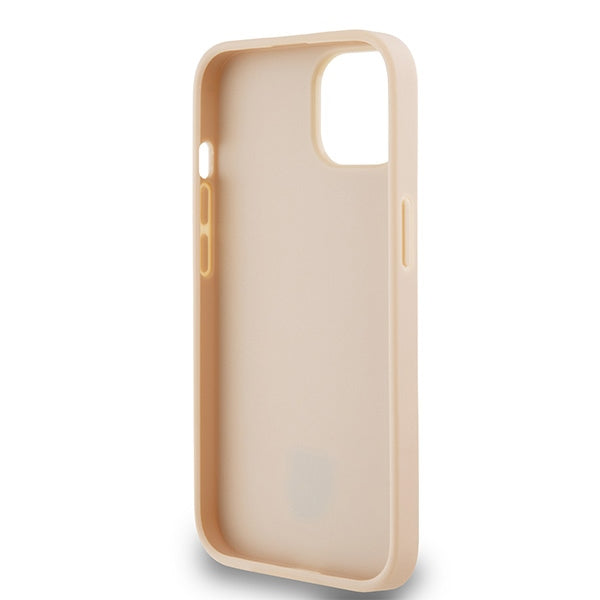 DKNY Leather Mono Stripe &amp; Metal Logo case for iPhone 15 / 14 / 13 - pink