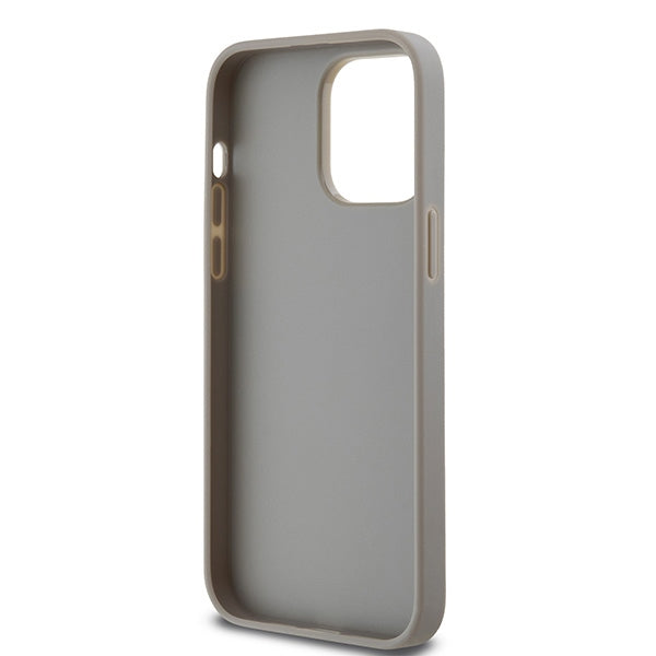 DKNY Leather Mono Stripe &amp; Metal Logo case for iPhone 14 Pro Max - beige