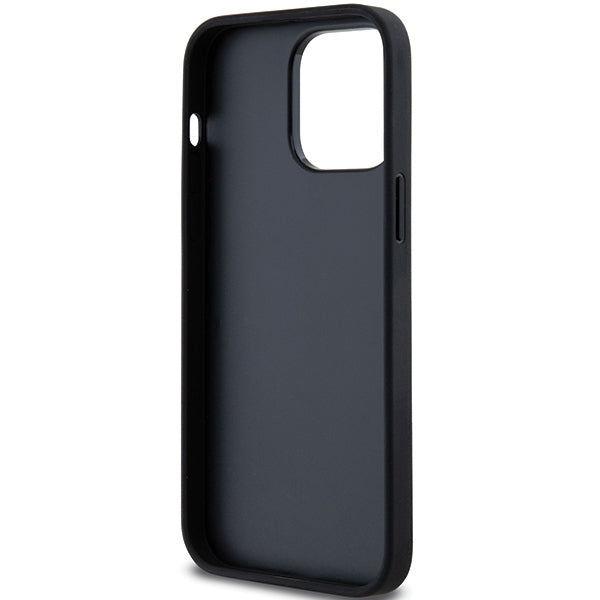 DKNY Leather Mono Stripe &amp; Metal Logo case for iPhone 14 Pro Max - black