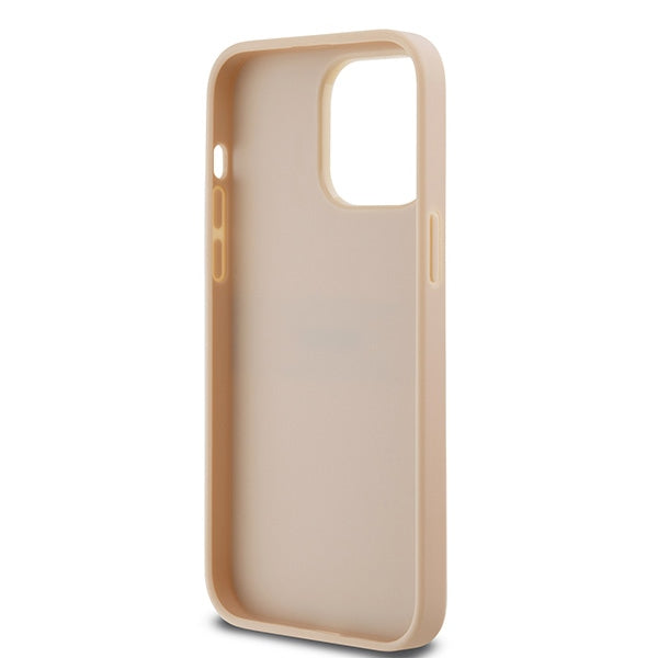 DKNY Leather Mono Stripe &amp; Metal Logo case for iPhone 14 Pro Max - pink