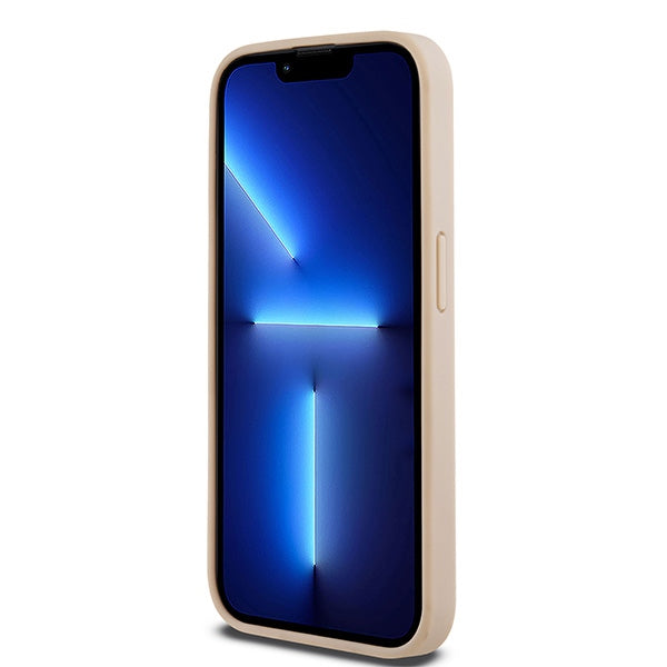 DKNY Leather Mono Stripe &amp; Metal Logo case for iPhone 15 Pro - pink