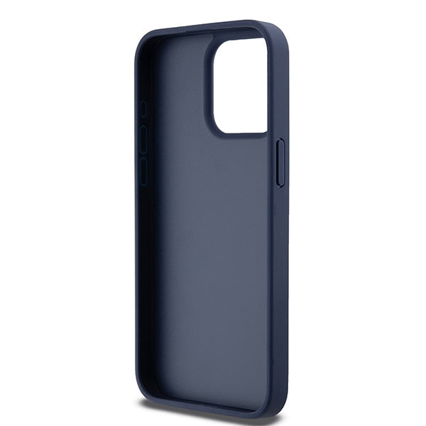 DKNY Leather Mono Stripe &amp; Metal Logo case for iPhone 15 Pro Max - blue