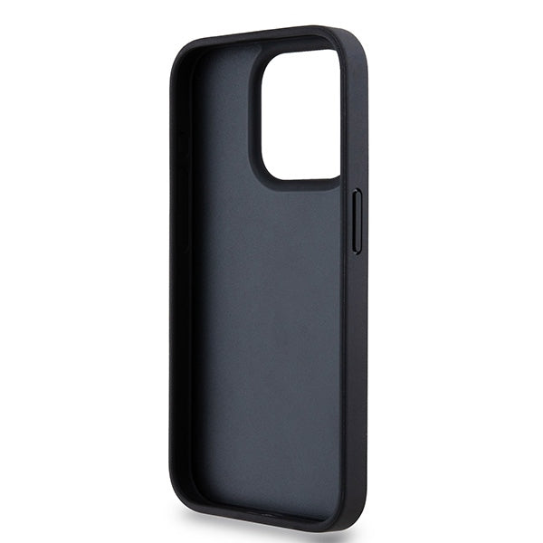 DKNY Leather Mono Stripe &amp; Metal Logo case for iPhone 15 Pro Max - black