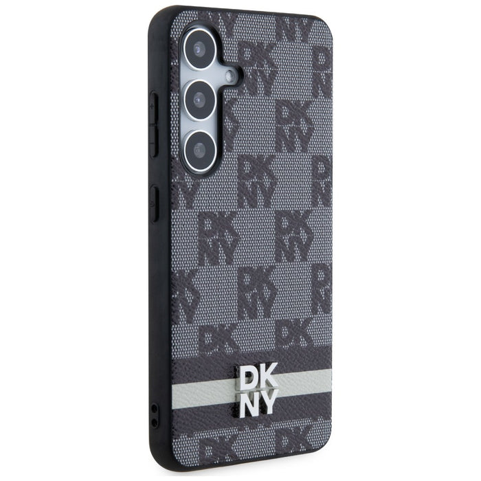 DKNY Leather Checkered Mono Pattern &amp; Printed Stripes case for Samsung Galaxy S24+ - black
