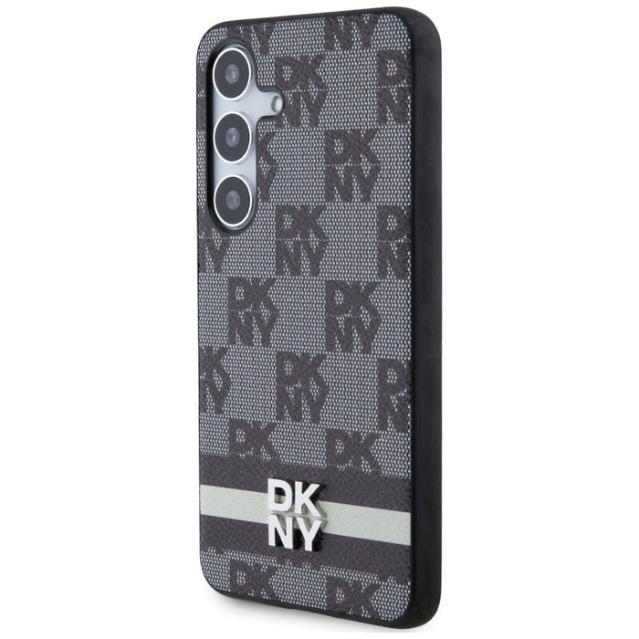 DKNY Leather Checkered Mono Pattern &amp; Printed Stripes case for Samsung Galaxy S24+ - black