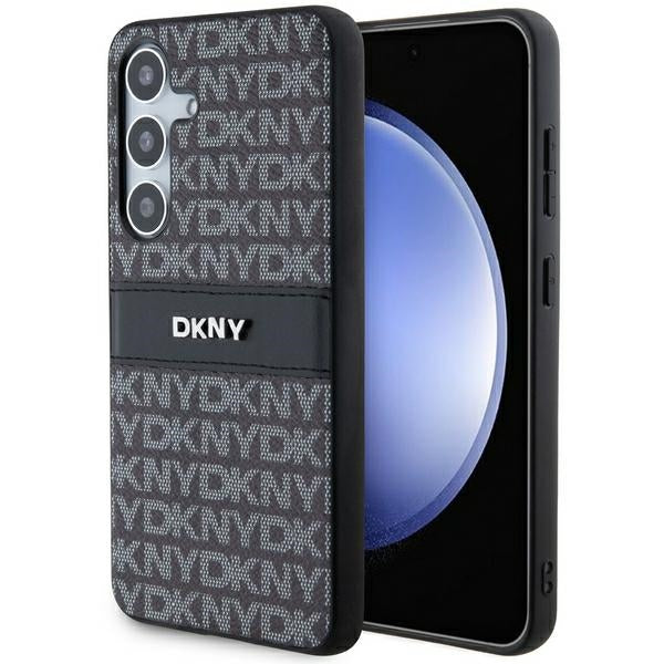 DKNY Leather Mono Stripe &amp; Metal Logo case for Samsung Galaxy S24 - black
