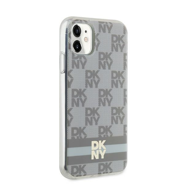 DKNY IML Checkered Mono Pattern &amp; Printed Stripes MagSafe case for iPhone 11 / Xr - beige