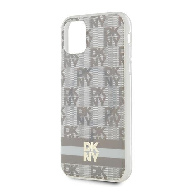 DKNY IML Checkered Mono Pattern &amp; Printed Stripes MagSafe case for iPhone 11 / Xr - beige