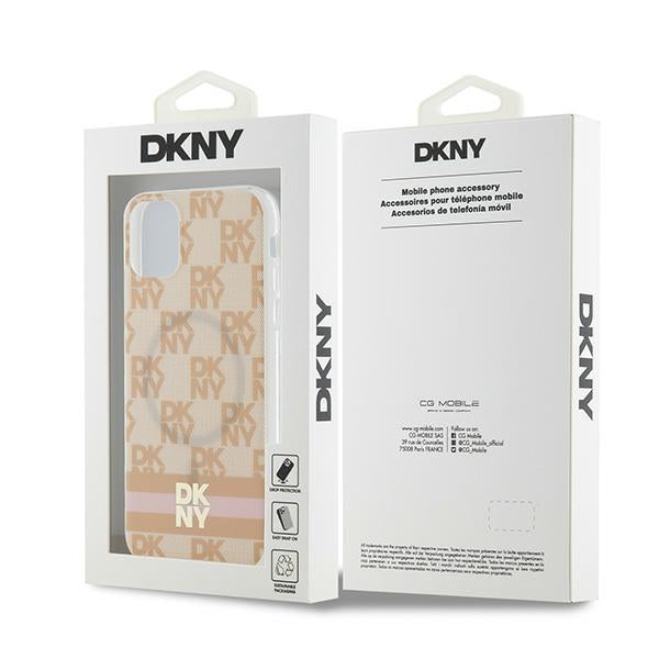 DKNY IML Checkered Mono Pattern & Printed Stripes MagSafe case for iPhone 11 / Xr - pink