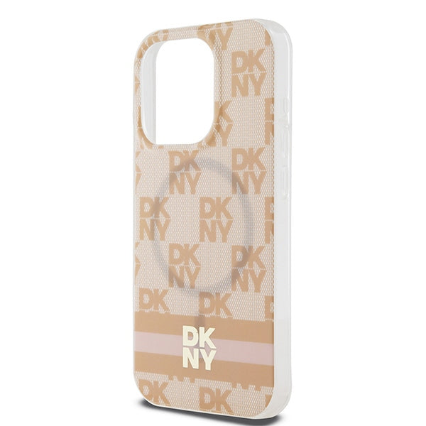 DKNY IML Checkered Mono Pattern &amp; Printed Stripes MagSafe case for iPhone 13 Pro Max - pink