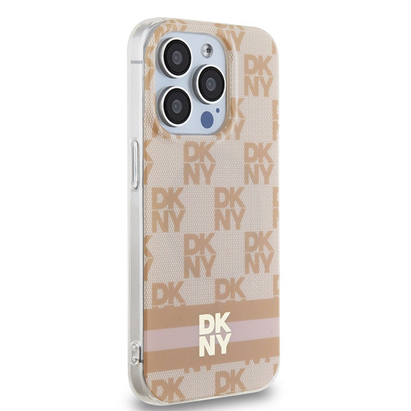 DKNY IML Checkered Mono Pattern &amp; Printed Stripes MagSafe case for iPhone 13 Pro Max - pink