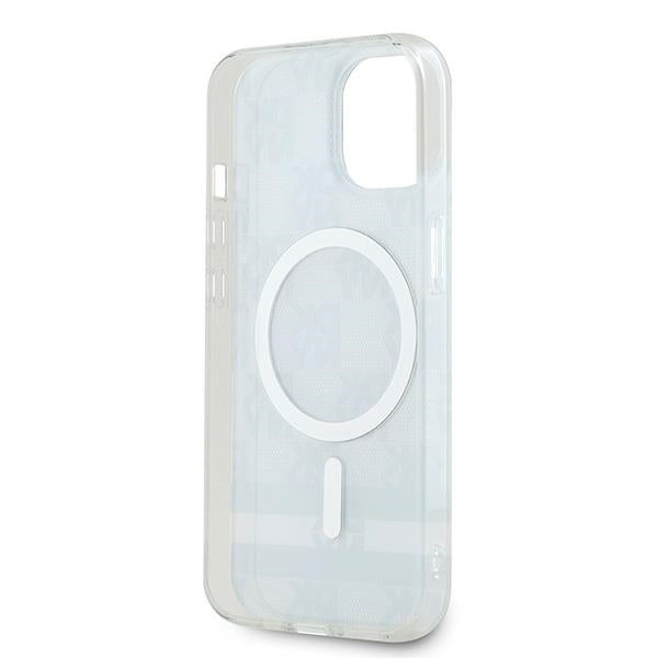 DKNY IML Checkered Mono Pattern &amp; Printed Stripes MagSafe Case for iPhone 15/14/13 - Black