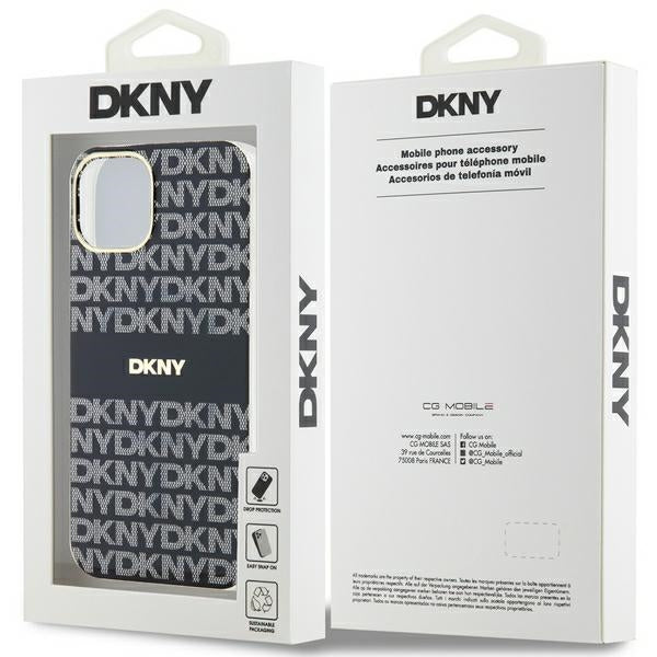 DKNY IML Mono &amp; Stripe MagSafe Case for iPhone 15 Plus / 14 Plus - Black