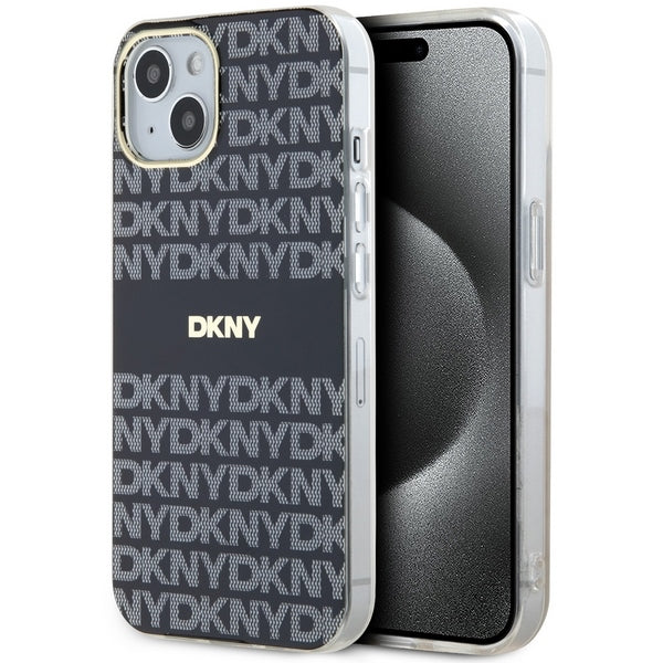 DKNY IML Mono &amp; Stripe MagSafe Case for iPhone 15 Plus / 14 Plus - Black