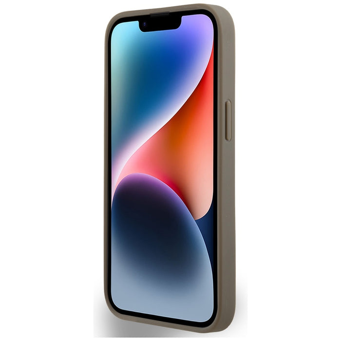 DKNY Leather Printed Pattern Metal Logo MagSafe Case for iPhone 15 / 14 / 13 - Brown