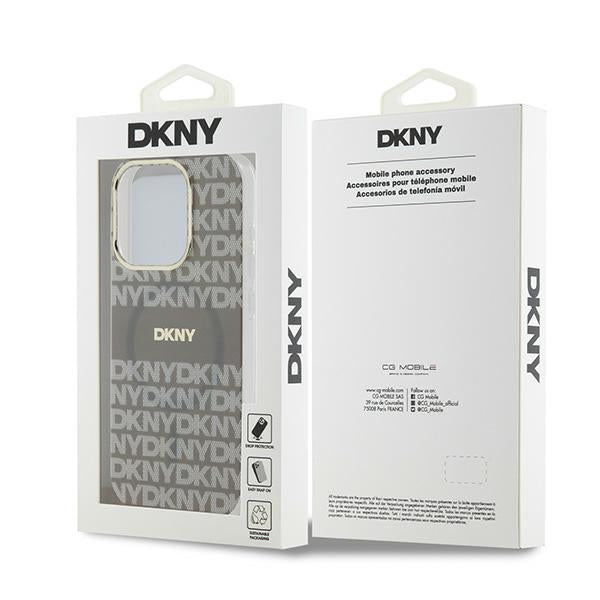 DKNY IML Mono &amp; Stripe MagSafe case for iPhone 15 Pro Max - beige